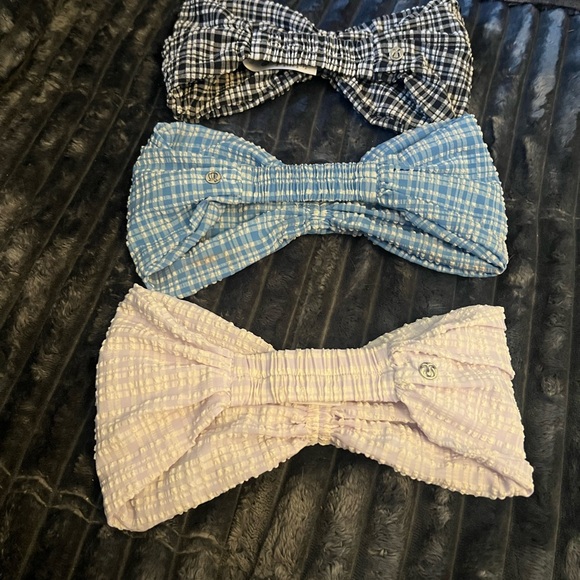 lululemon athletica Plaid Hair Bows - Blue, Black, Pink - Picture 8 of 8